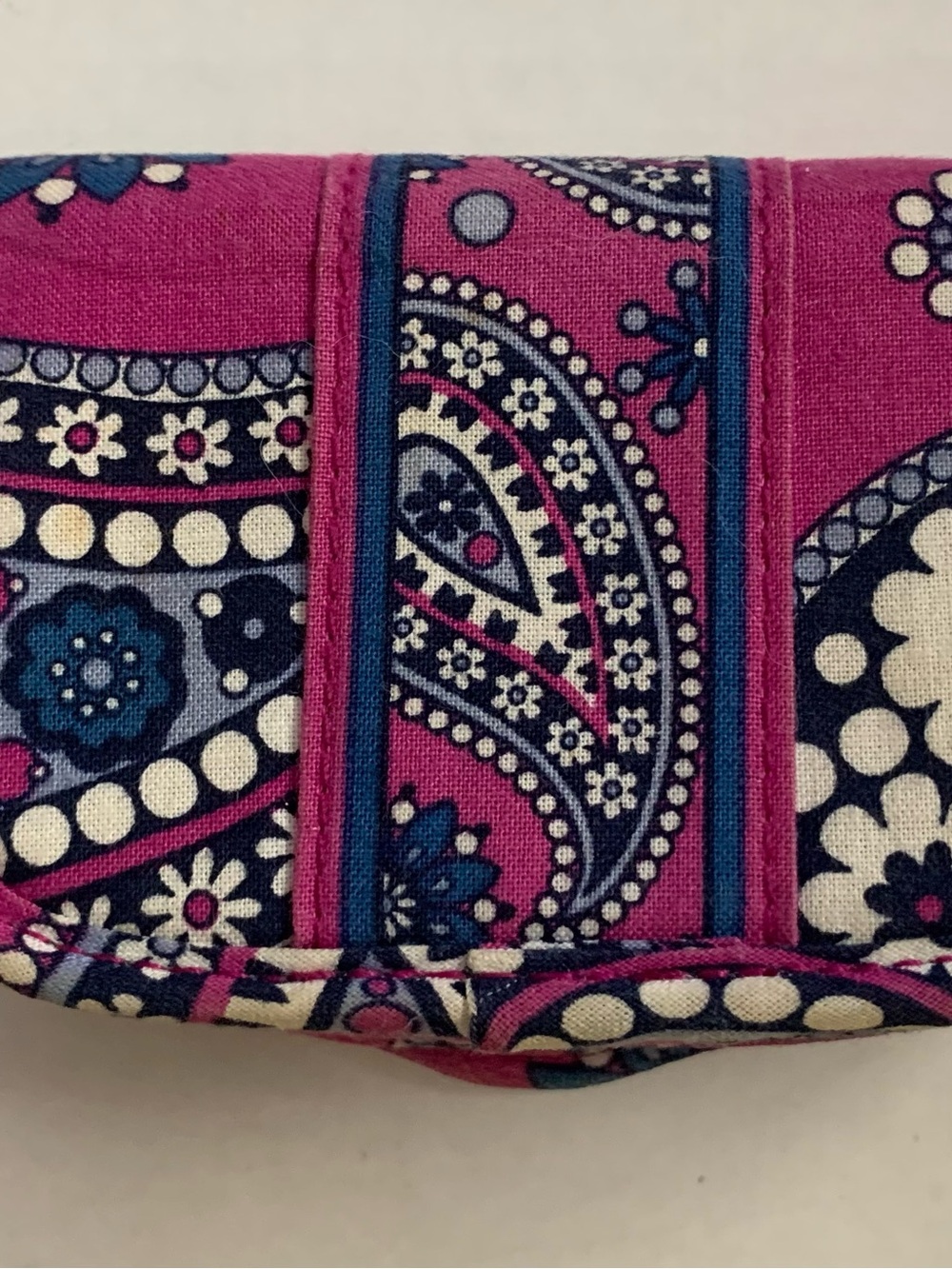 Vera Bradley Pink Paisley Fabric Wallet with Blue Accents